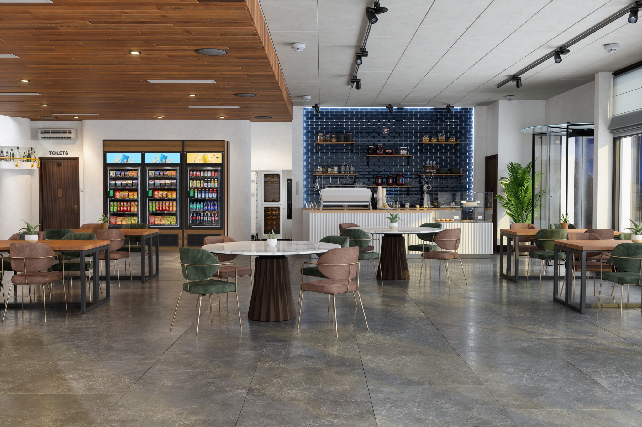 Micromart units in a lounge area